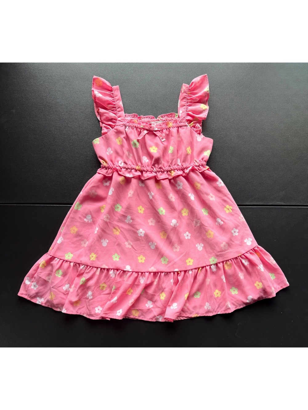 Janie and Jack x Disney Girls 5 Pink Minnie Mouse Floral Ruffle Dress